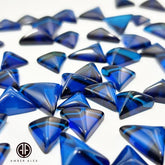 Blue Amber Triangle Cabochons